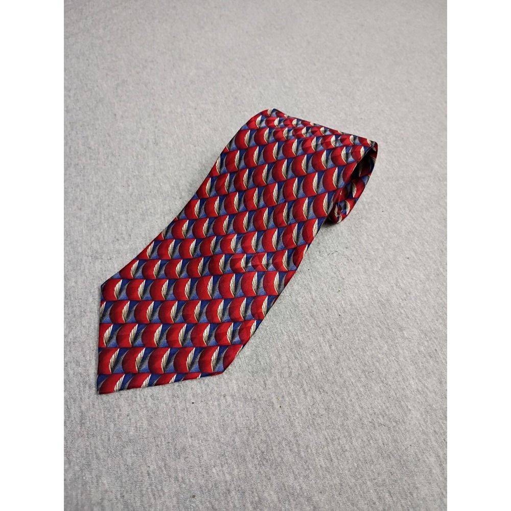 Britches of Georgetowne Mens Silk Tie Red Blue Geometric Sail Pattern USA Made